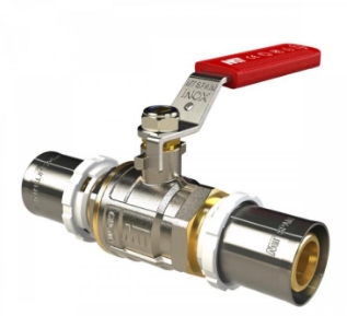 Клапан латунный шаровой с многослойным соединением с красной ручкой из нержавеющей стали MT 40642-016 Клапаны / вентили